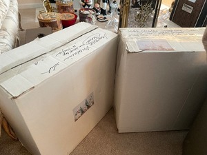 lot 326 image: 2 Mint in Box Large Ceramic Caroling Snowman Christmas Display Sets