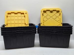 lot 332 image: Lot of 10 Large Heavy Duty Storage Bins wLids #1