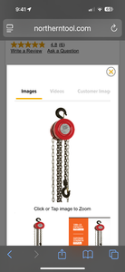 lot 6 image: Open Box- Ironton Manual Chain Hoist, 1100-Lb. Capacity, 10ft. Lift, Model# HSZ0.5T3M