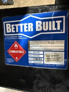lot 44 image: Better Built Steel Diesel Fuel Transfer Tank, 36-Gallon, Rectangular, Black, Model# 29211548 NEW SCRATCH AND DENT