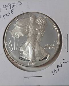 lot 1 image: 1992 S   Silver Eagle - Proof Mint   1 Oz. Fine Silver