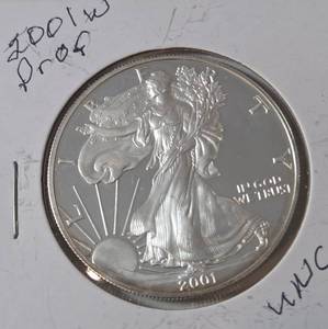 lot 4 image: 2001 W  Silver Eagle  - Proof Mint   1 Oz. Fine Silver
