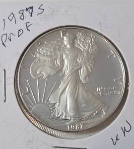lot 5 image: 1987 S   Silver Eagle - Proof Mint   1 Oz. Fine Silver
