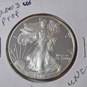 lot 8 image: 2003 W  Silver Eagle  - Proof Mint   1 Oz. Fine Silver
