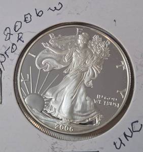 lot 14 image: 2006 W  Silver Eagle  - Proof Mint   1 Oz. Fine Silver