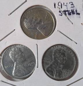 lot 44 image: 3  1943 Steel Wheat Pennies