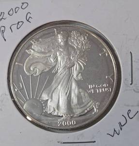 lot 2 image: 2000 P  Silver Eagle  - Proof Mint   1 Oz. Fine Silver