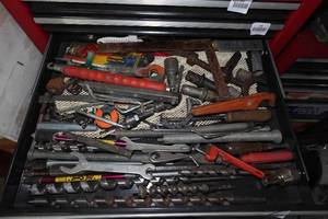 lot 284 image: Contents of Drawer - Pipe Wrench, Auger Bits