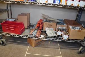 lot 249 image: Contents of Shelf - Hangers, Fittings, Threaded Rod