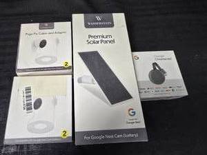 lot 104 image: Wasserstein Premium Solar Charging Panel, Google Chrome Cast and (2) Pogo Pin Cables and Adapters