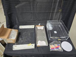 lot 153 image: Misc. Items, Glass Shelf, Storage with Drawer, 39 Glass