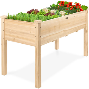 lot 113 image: Raised Garden Bed, Elevated Wooden Planter Box w Foot Caps - 48x24x30in