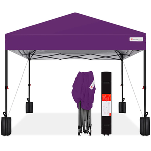 lot 114 image: One-Person Setup Instant Pop Up Canopy w Case, 4 Weight Bags - 12x12ft (Purple)