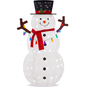 lot 118 image: Lighted Pop-Up Snowman Outdoor Christmas Decoration w LED Lights