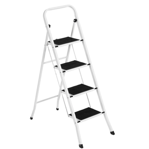 lot 164 image: Folding Steel 4-Step Ladder w Hand Rail, Wide Steps, 330lbs Capacity