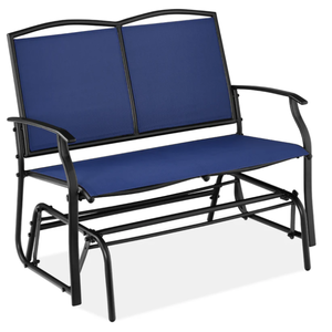 lot 165 image: 2-Person Patio Loveseat Swing Glider, Bench Rocker w Armrests (NavyBlack)
