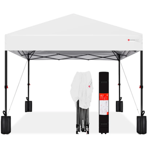 lot 168 image: One-Person Setup Instant Pop Up Canopy w Case, 4 Weight Bags - 10x10ft