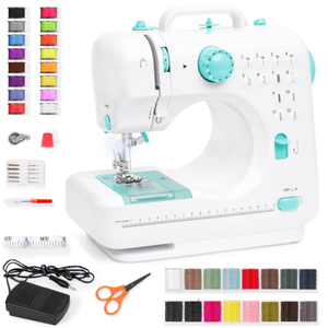 lot 170 image: 6V Portable Foot Pedal Sewing Machine w 12 Stitch Patterns (Teal)