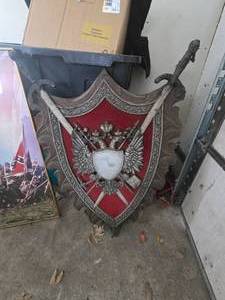 lot 194 image: Decorative Medieval Coat of Arms Sheild with Swords