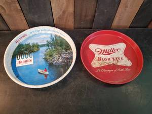 lot 17 image: 2 Highly Collectable Beer Trays Hamms and Miller Highlife