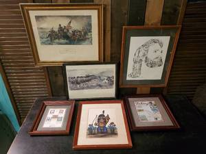 lot 57 image: 6 Vintage Pieces of framed Artwork including 2 with Collector Stamps