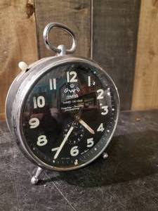 lot 61 image: RARE 5Diameter Wehrly 3-in-1 Wind up Alarm Clock Made in Germany