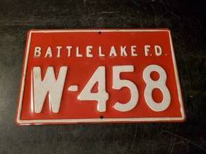 lot 86 image: Never Hung Battle Lake MN Fire Department Cast Metal Fire Number