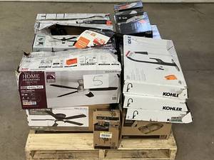 Massive Pallet of Brand Name Misc Faucets, Showers, Fixtures, Towel Bars, Bathroom Fans, Ceiling Fans, Lights, and More (Great for eBay Sellers)
