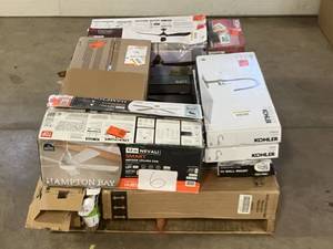 Massive Pallet of Brand Name Misc Faucets, Showers, Fixtures, Towel Bars, Bathroom Fans, Ceiling Fans, Lights, and More (Great for eBay Sellers)