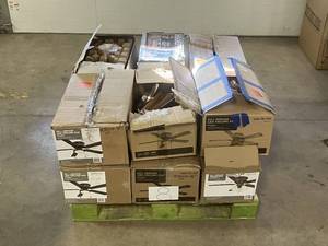 lot 8 image: Massive Pallet of Brand Name Misc Faucets, Showers, Fixtures, Towel Bars, Bathroom Fans, Ceiling Fans, Lights, and More (Parts Only) (Great for eBay Sellers)