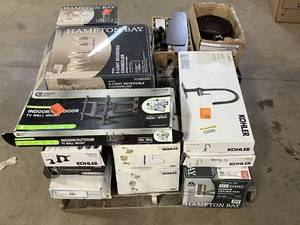 lot 15 image: Massive Pallet of Brand Name Misc Faucets, Showers, Fixtures, Towel Bars, Bathroom Fans, Ceiling Fans, Lights, and More (Parts Only) (Great for eBay Sellers)