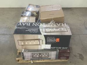 lot 29 image: Massive Pallet of Brand Name Misc Faucets, Showers, Fixtures, Towel Bars, Bathroom Fans, Ceiling Fans, Lights, and More (Parts Only) (Great for eBay Sellers)