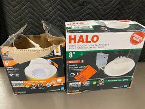 lot 75 image: Halo 8 Inch Direct Mount LED Ceiling Retrofit and 6 Inch Gimbal LED Fixture