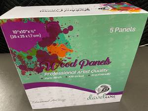 lot 106 image: Set of 5 Daveliou 10 x 10 Wood Panels for Artists