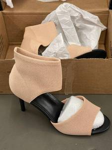 lot 162 image: Pair of Strappy Beige and Black High Heels