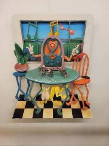 lot 12 image: Three Blind Mice by Roark Gourly. Enameled 3-D Construction.