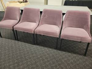 lot 35 image: A set of 4 Velvet Fabric Dining Chairs. Lavender color.