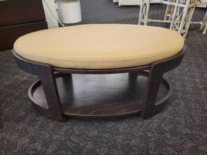 lot 40 image: Ekornes Tan Leather Coffee TableOttoman
