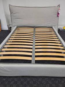 lot 44 image: Queen Size Bed Frame with Soft Headboard.