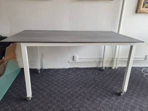 lot 89 image: A Counter Height Table with a Ceramic Top by Johnston Casuals.