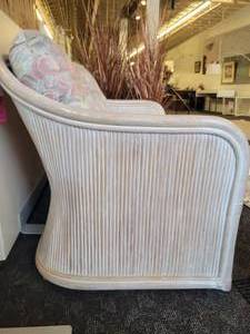 lot 99 image: A 1970s Split Reed Loveseat by Lexington Furniture.