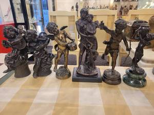 lot 129 image: A Group of 6 Bronze Statues.