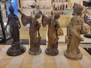 lot 130 image: A group of 4 BronzeMetal Statues of MaidensLadies.
