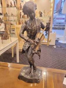 lot 132 image: A  21 tall Bronze Statue of a Violin Player