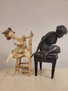 lot 134 image: 2 MetalBronze Statues of GirlsYoung Ladies.