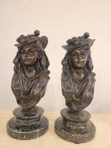 lot 136 image: A pair of Bronze Lady Statues.