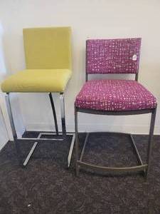 lot 145 image: 2 Colorful upholstered Stools. By Johnston Casuals and Minson Corp.