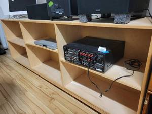 lot 156 image: Wood Shelving  Bookcase  Storage. 96 x 15 x 34 tall.