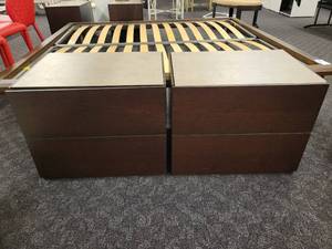 lot 161 image: A pair of 2 Drawer Modern Nightstands.