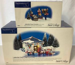 lot 34 image: Department 56 Snow Village Another Mans Garage and Another Mans Treasure Accessories